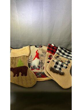 Rustic Christmas Stocking & Tree Skirt Holiday Décor Bundle